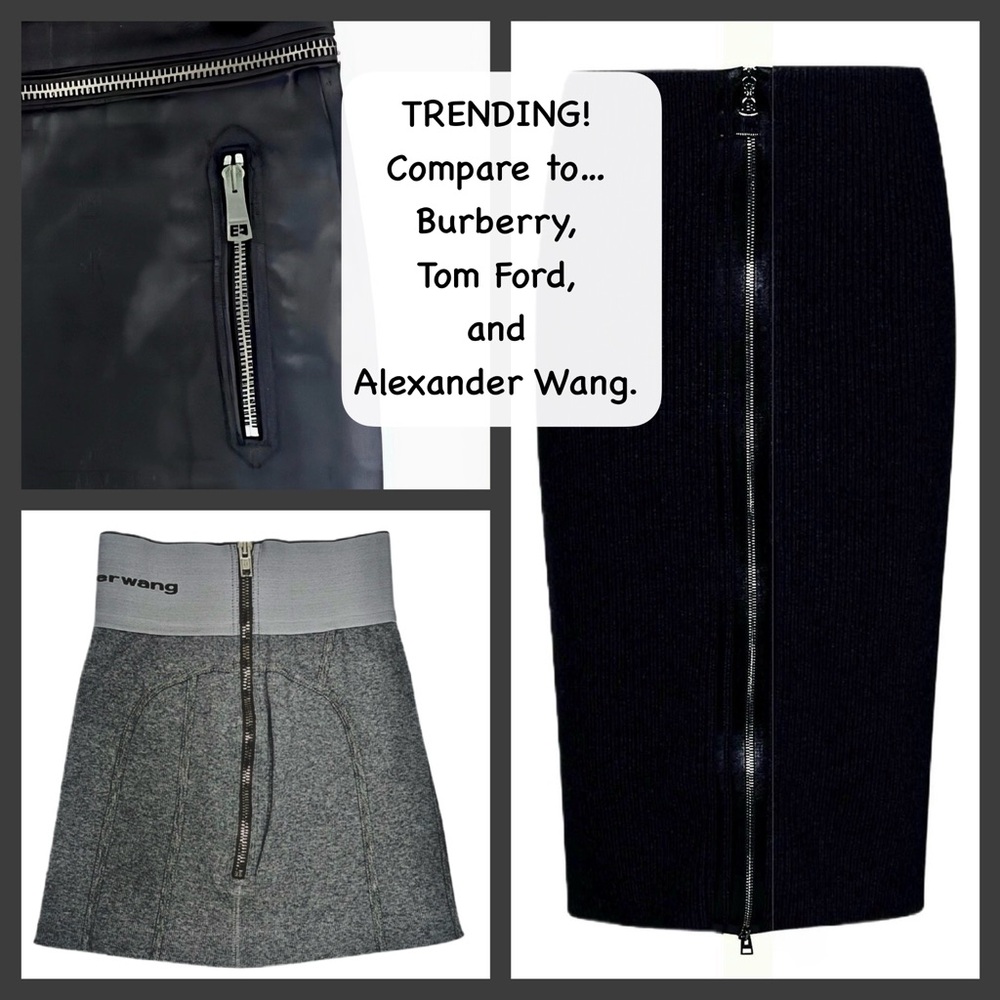 ANTHROGOLOGIE Shades of Grey by Micah Cohen Front Zipper Gray Pencil Skirt Small - Picture 5 of 13